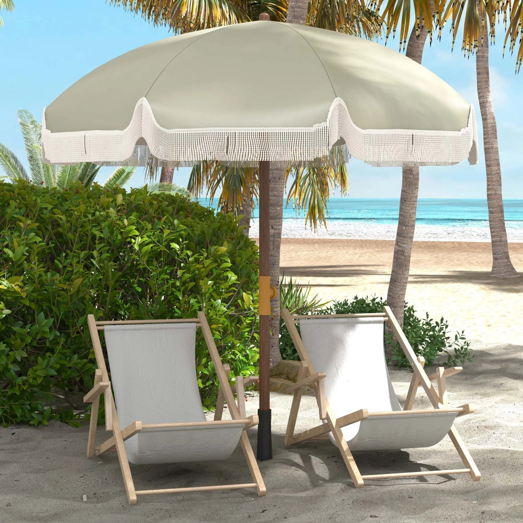 Ombrellone da Giardino con Frange ¨C zephmum ¨C Verde ?190x210 cm