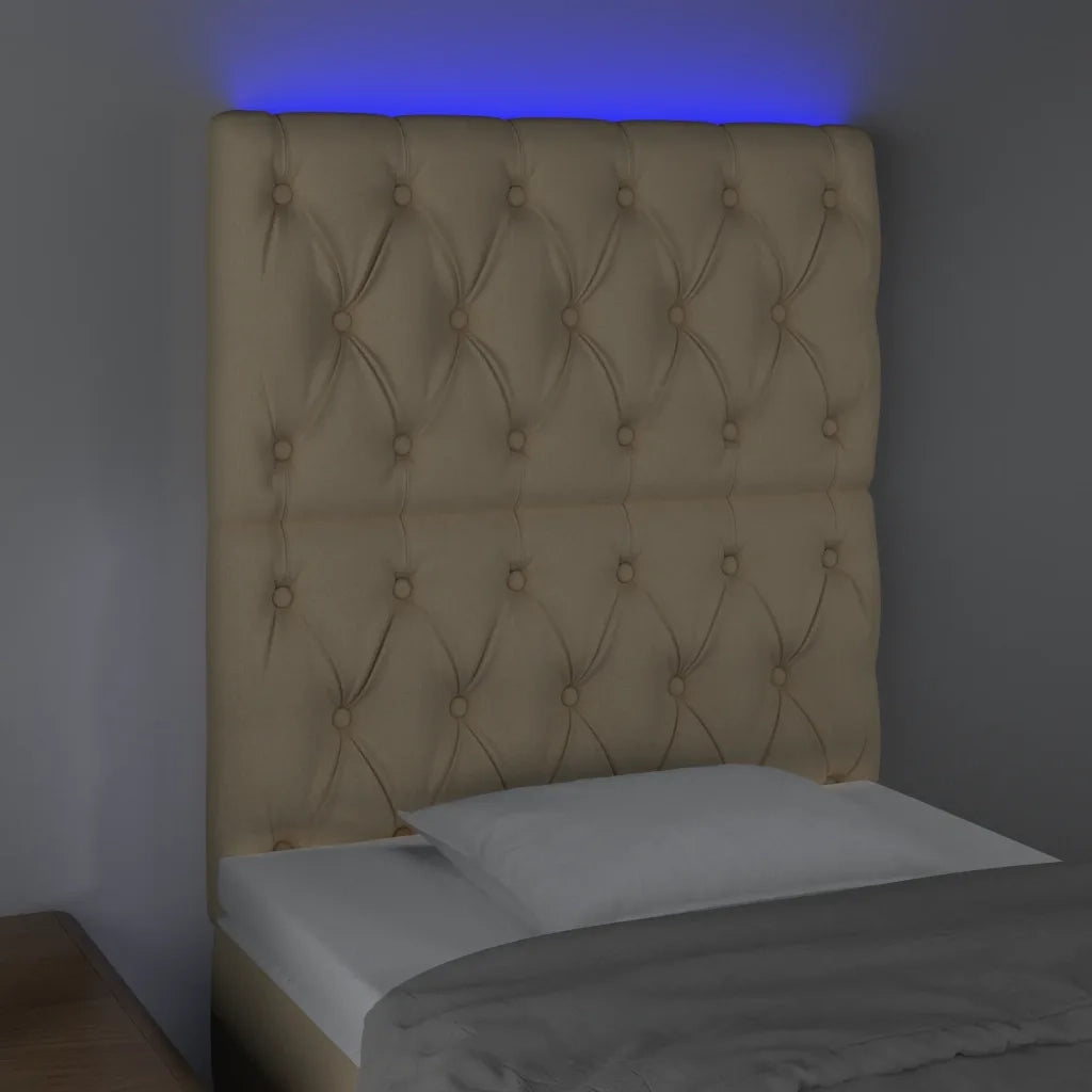 Testiera | Testata a LED Crema 80x7x118/128 cm in Tessuto