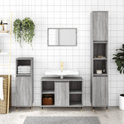 Armadietto Bagno Grigio Sonoma 30x30x100cm in Legno Multistratocod mxl 128875