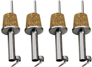 4 Pezzi Flesgiettero in Acciaio Inox - Cappuccina in Legno - Disegno Impronte - Adatto per Vino/ Birra - 9cm Dimensioni - Dispenser per Vino