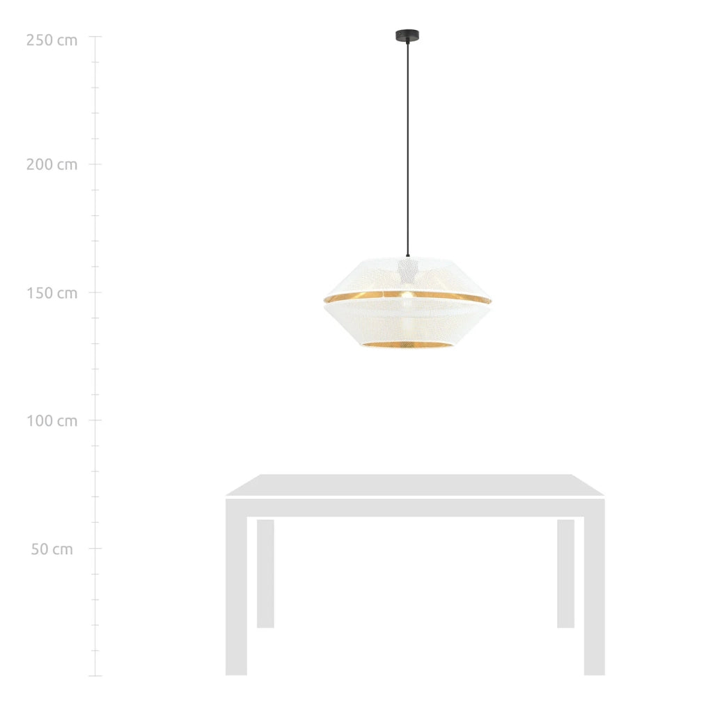 Sospensione Contemporanea 1 Luce Enea In Metallo Bianco E Oro