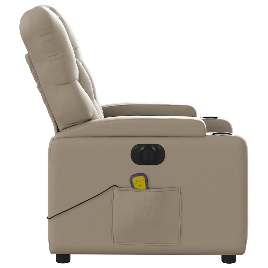 Divano Sedia-Poltrona Reclinabile Massaggio Elettrica Cappuccino Similpelle 599023