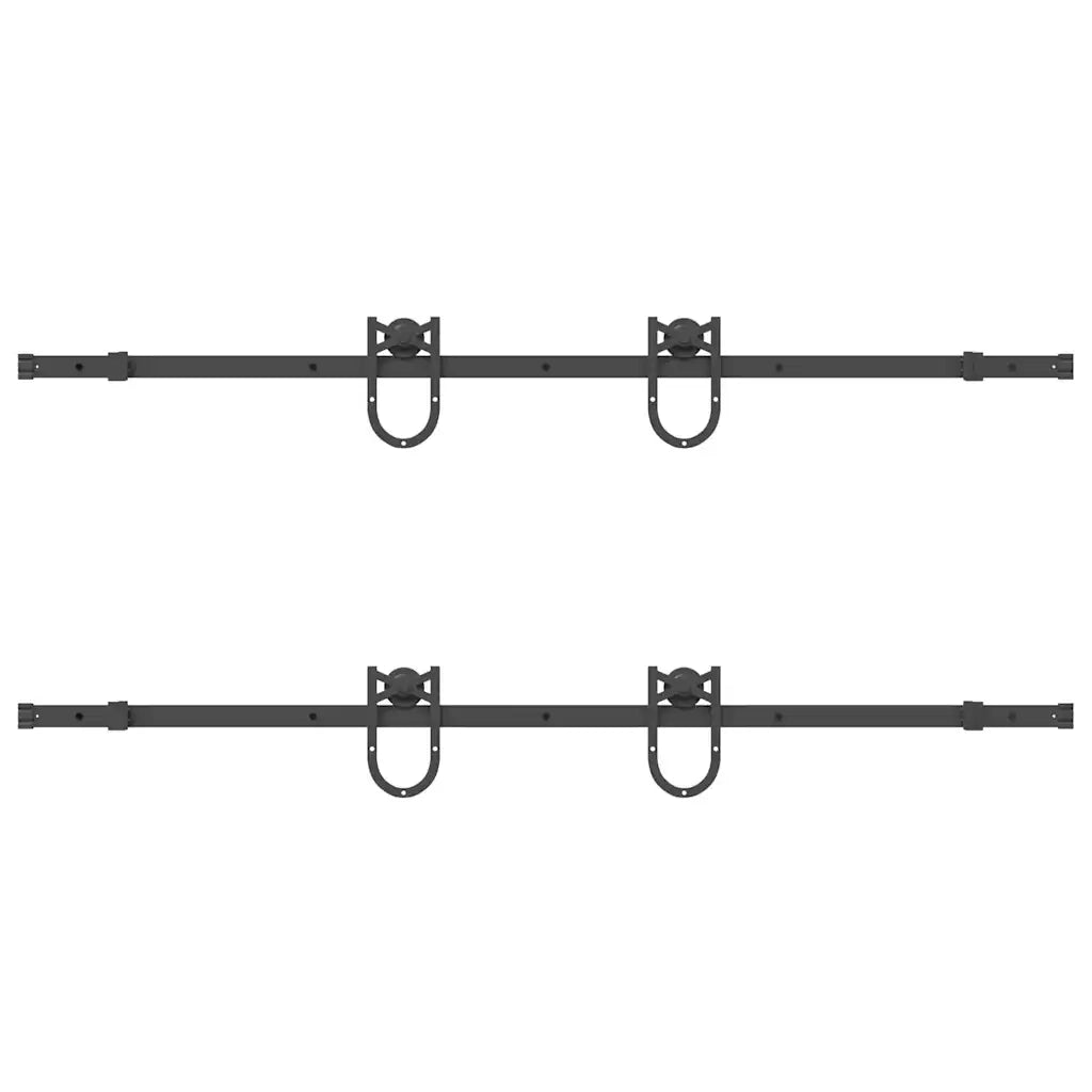 Kit di Binari per Porte Scorrevoli 183 cm Acciaio Nero 3295737