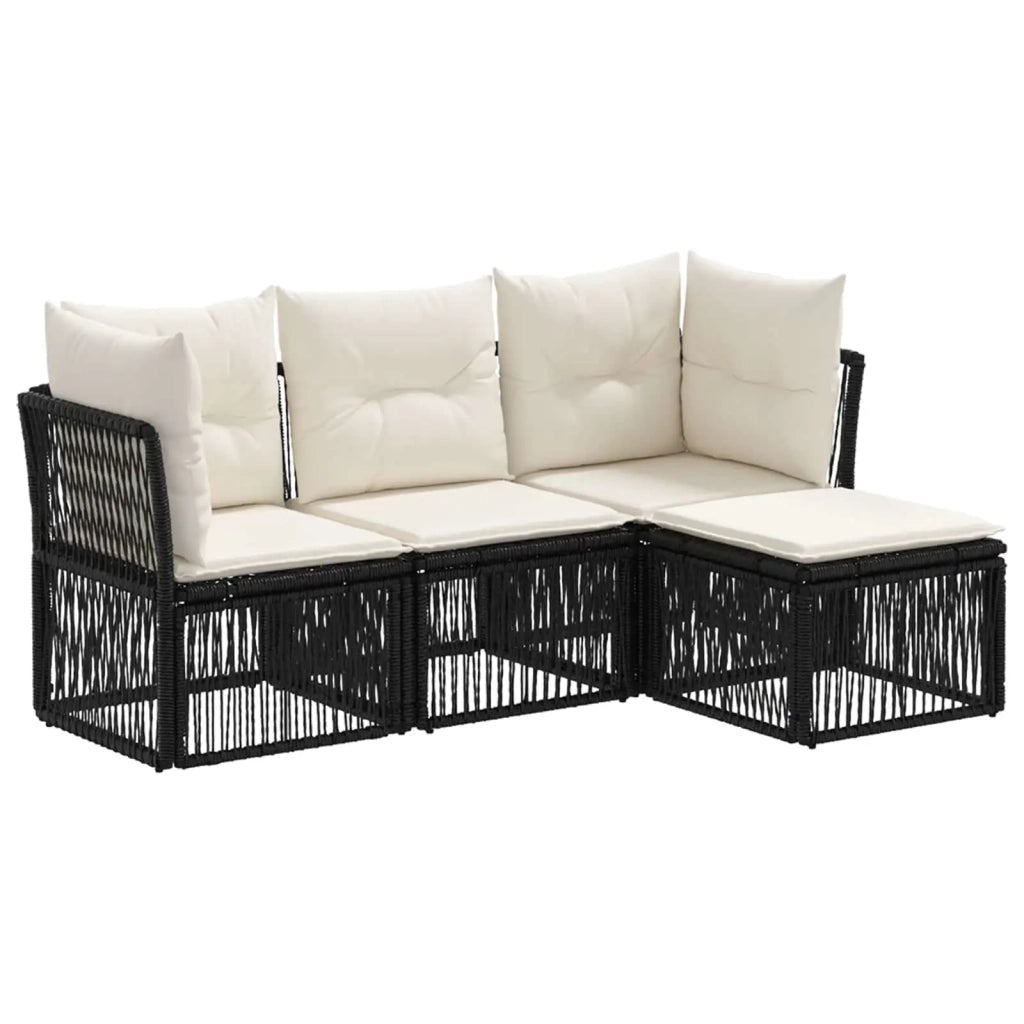 Set Divano da Giardino 4 pcs Nero polyrattan 3434197