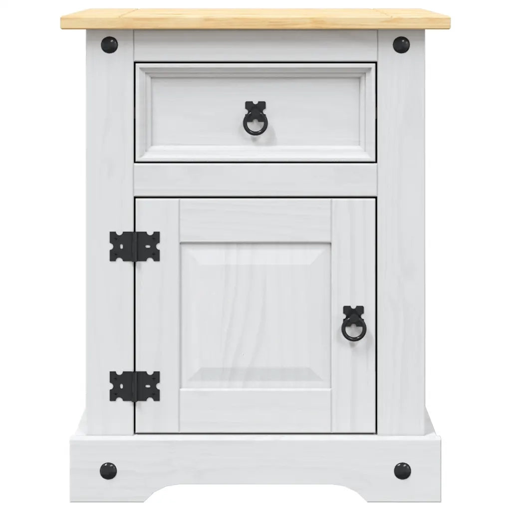 Comodino in Legno di Pino Messicano Corona Bianco 53x39x67 cm 282618