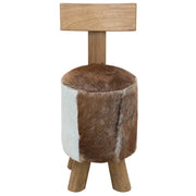 vidaXL Sgabello in Pelle di Capra e Legno Massello di Teak