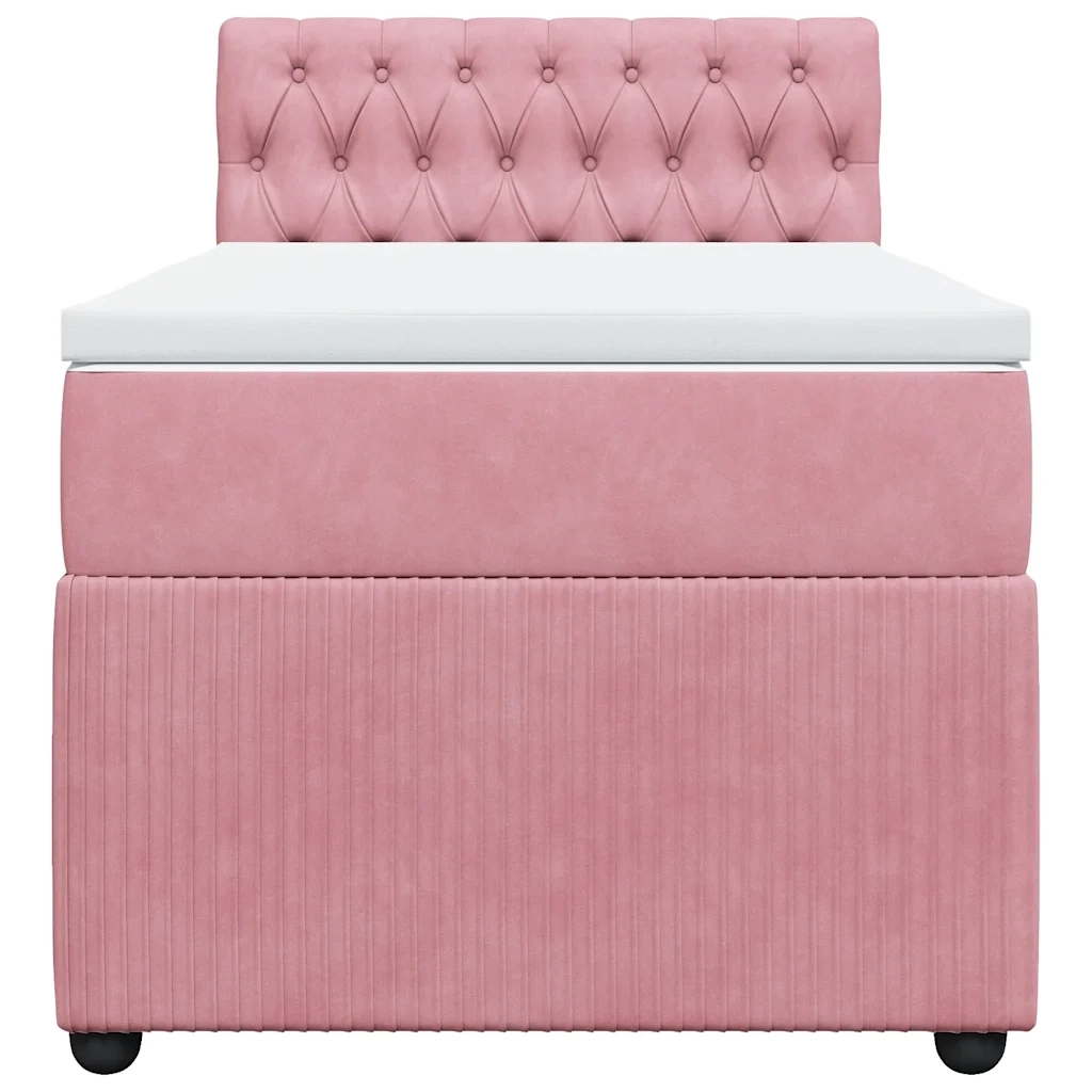 Giroletto a Molle con Materasso Rosa 90x190 cm in Velluto 3289925