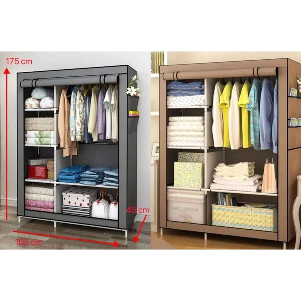 Trade Shop - Armadio Guardaroba Tessuto Appendiabiti Acciaio Smontabile Abiti 2 Ante -