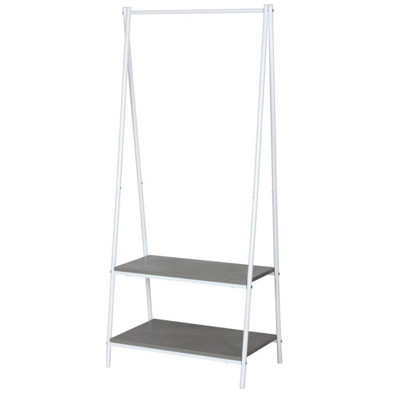 APPENDIABITI CON 2 RIPIANI IN LEGNO TRUCIOLATO+MET 60X40X150 BCO/NAT