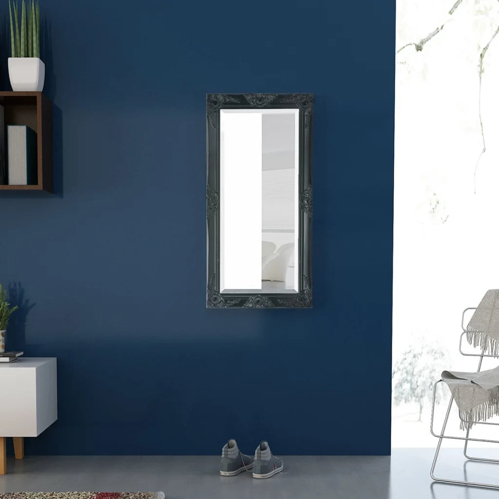 Specchio da Parete Stile Barocco-Specchio a Muro-Specchio Decorativo 100x50 cm Nero