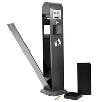 Posacenere a Colonna con Cestino 33x120x31 cm in Metallo Grigio Gotico 10L per Interno Esterno