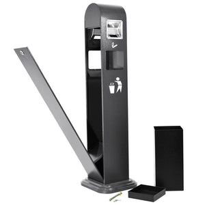 Posacenere a Colonna con Cestino 33x120x31 cm in Metallo Grigio Gotico 10L per Interno Esterno