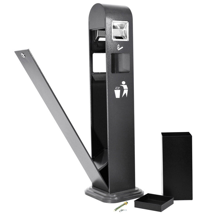 Posacenere a Colonna con Cestino 33x120x31 cm in Metallo Grigio Gotico 10L per Interno Esterno