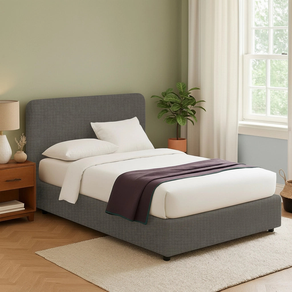 Bury, Letto Matrimoniale Sfoderabile Made in Italy, Grigio Tortora