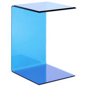 Tavolino laterale in vetro blu semitrasparente 40 x 61 cm a sbalzo minimalista