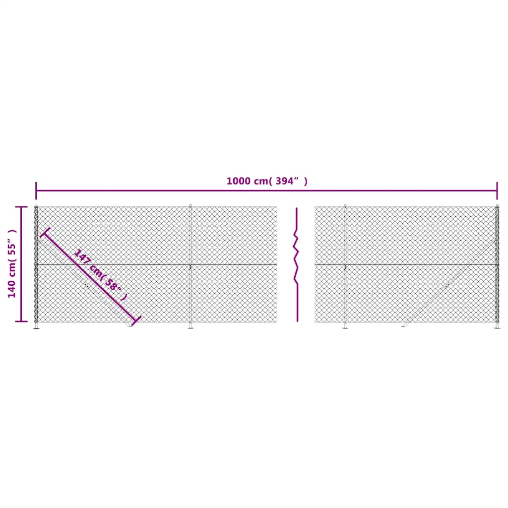 Recinzione da Giardino | Recinzione a Rete con Flangia Verde 1,4x10 m