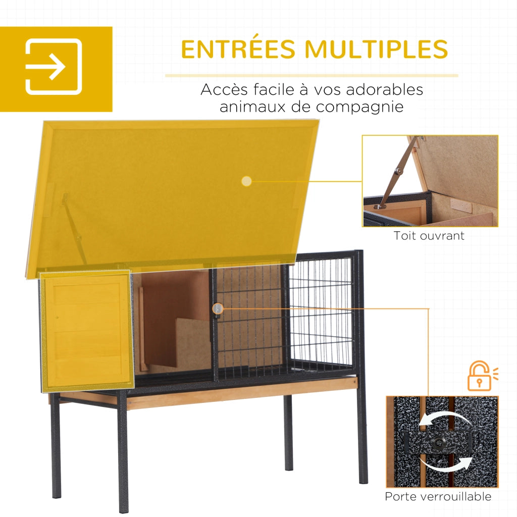 Gabbia per conigli in legno con tetto apribile ¨C zephmum ¨C 91.5x45x70 cm