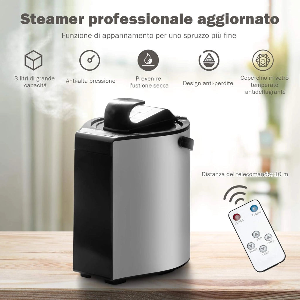 Cabina Sauna a Vapore, Sauna da Casa con Sedia, Telecomando, Timer e Temperatura Regolabili, con Funzione Atomizzazione e Coperchio di Vetro Temperato Antiscoppio (Grigio)