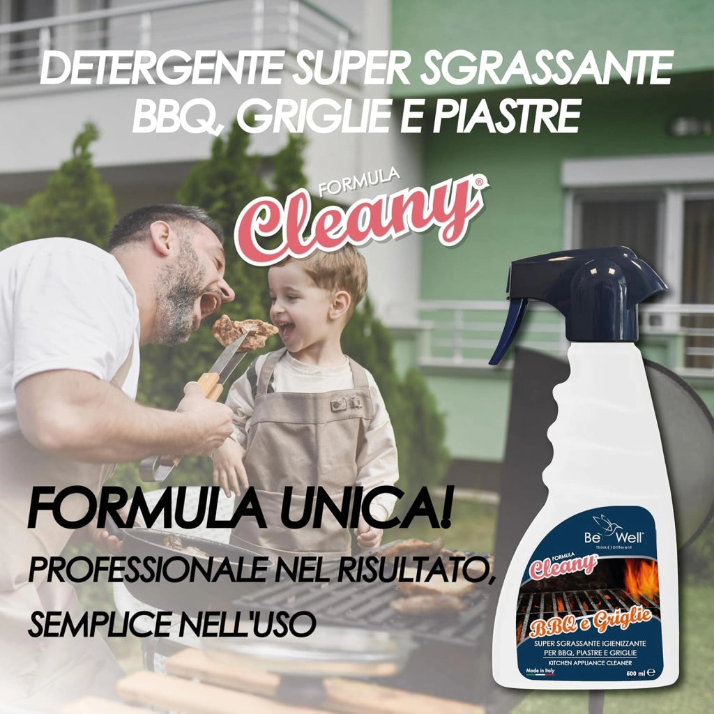 Cleany Detergente Super Sgrassante Spray per BBQ, Piastre e Griglie, Sgrassatore Super per Barbecue, 500 ml, Made in Italy