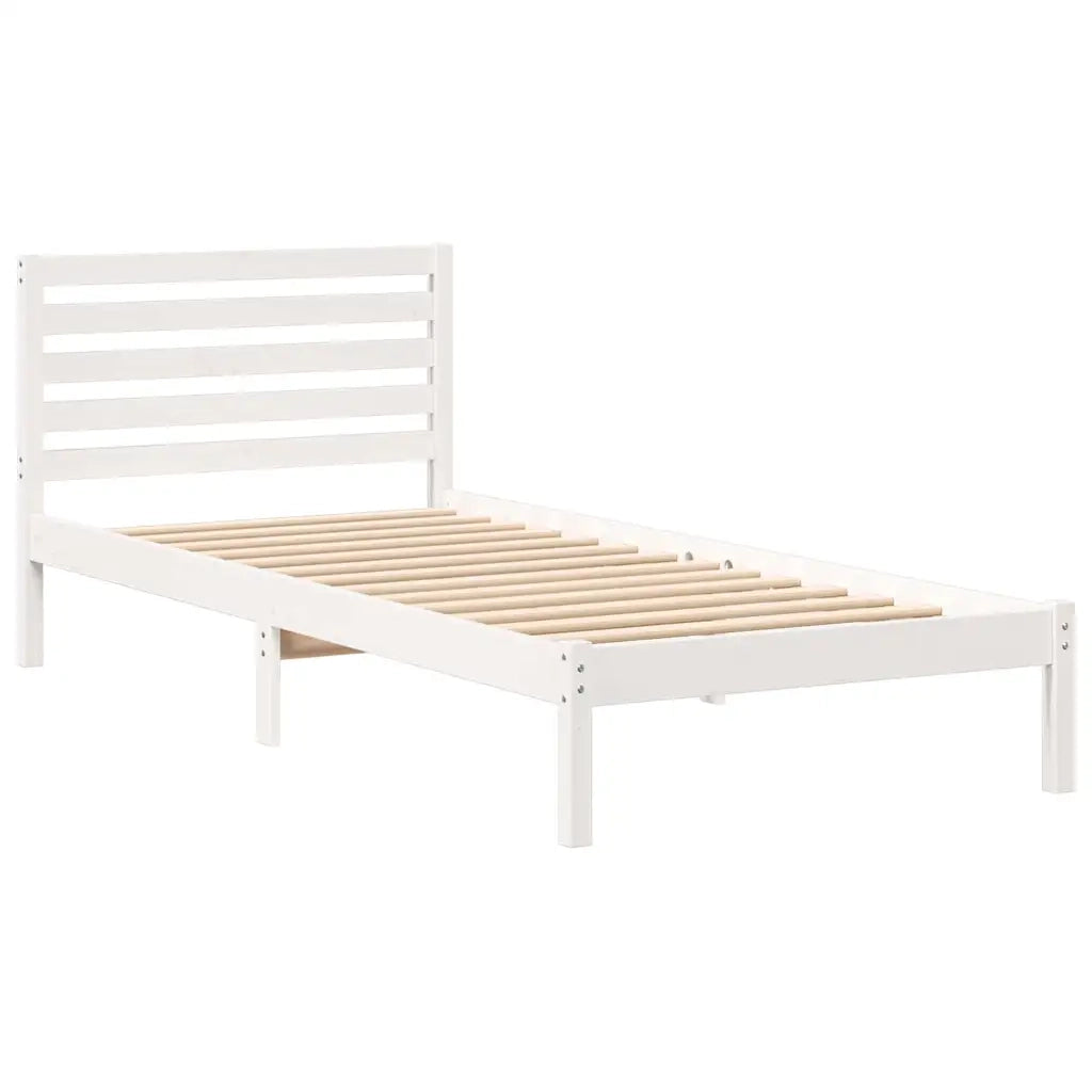Struttura del letto Bianco 100 x 210 cm Pino massello 872309