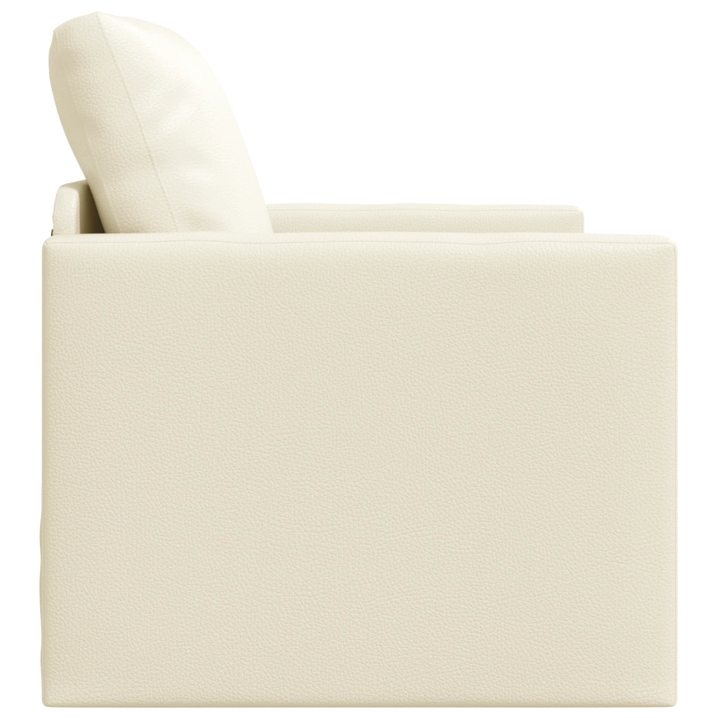Divano Letto 2-in-1 Panna 74x77x81 cm in Pelle Sintetica