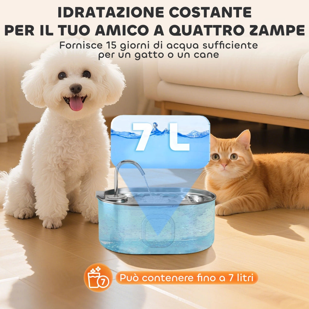 Fontana per Gatto ¨C zephmum ¨C Acciaio Inox 304, 32x22.1x22.3 cm, Argento