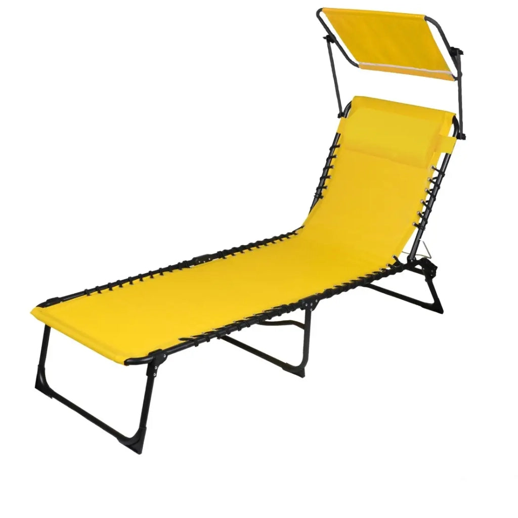 Lettino / Sdraio con parasole e cuscino colore giallo 187x85x56 cm