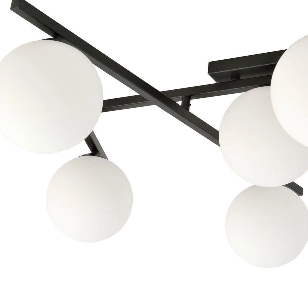 Lampada a sospensione SMART in acciaio nero e vetro opale