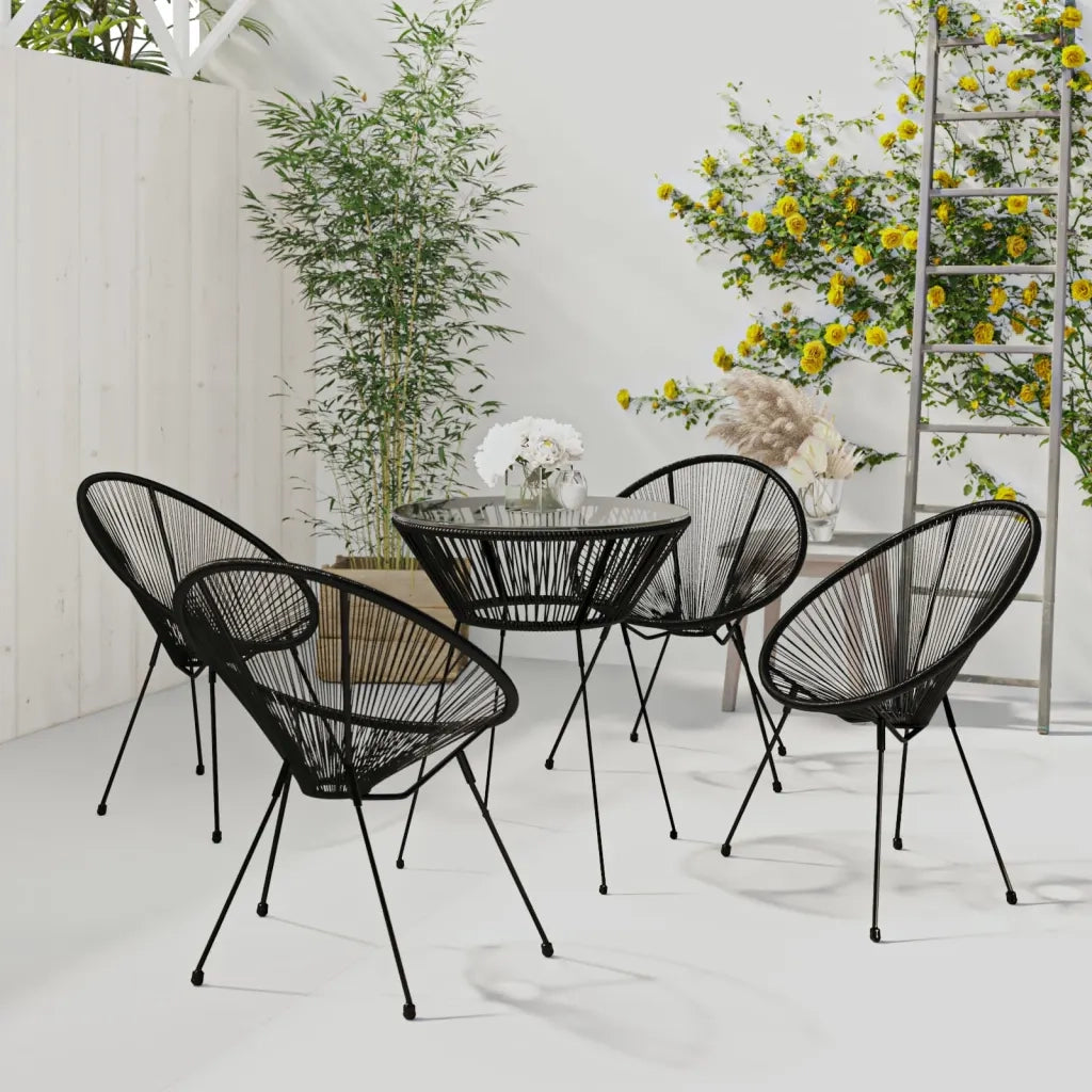 Set da Pranzo per Giardino 5 pz in Rattan PVC Nero 3060280
