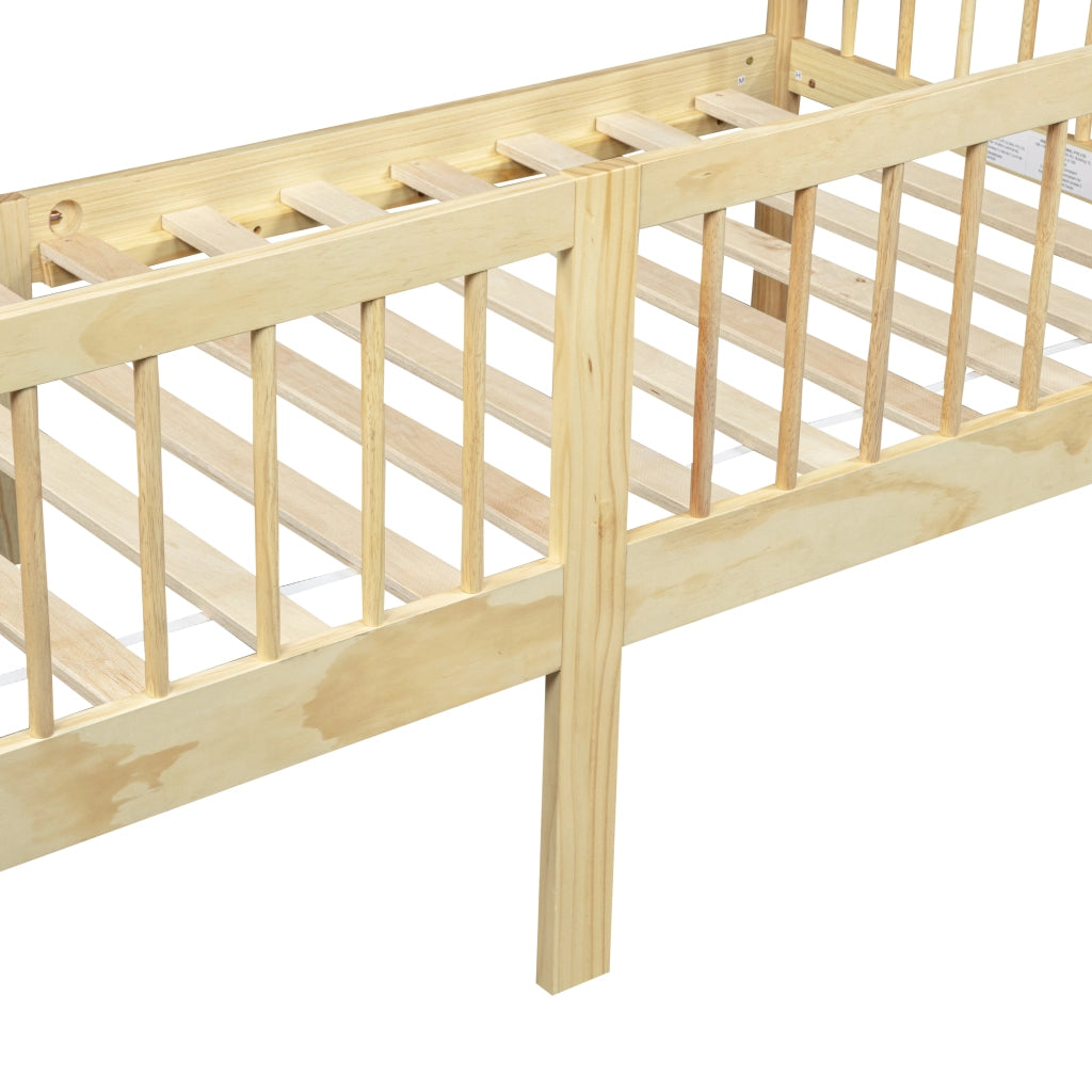 LETTO A GIORNO 90x200 cm in legno di pino naturale con sponde laterali