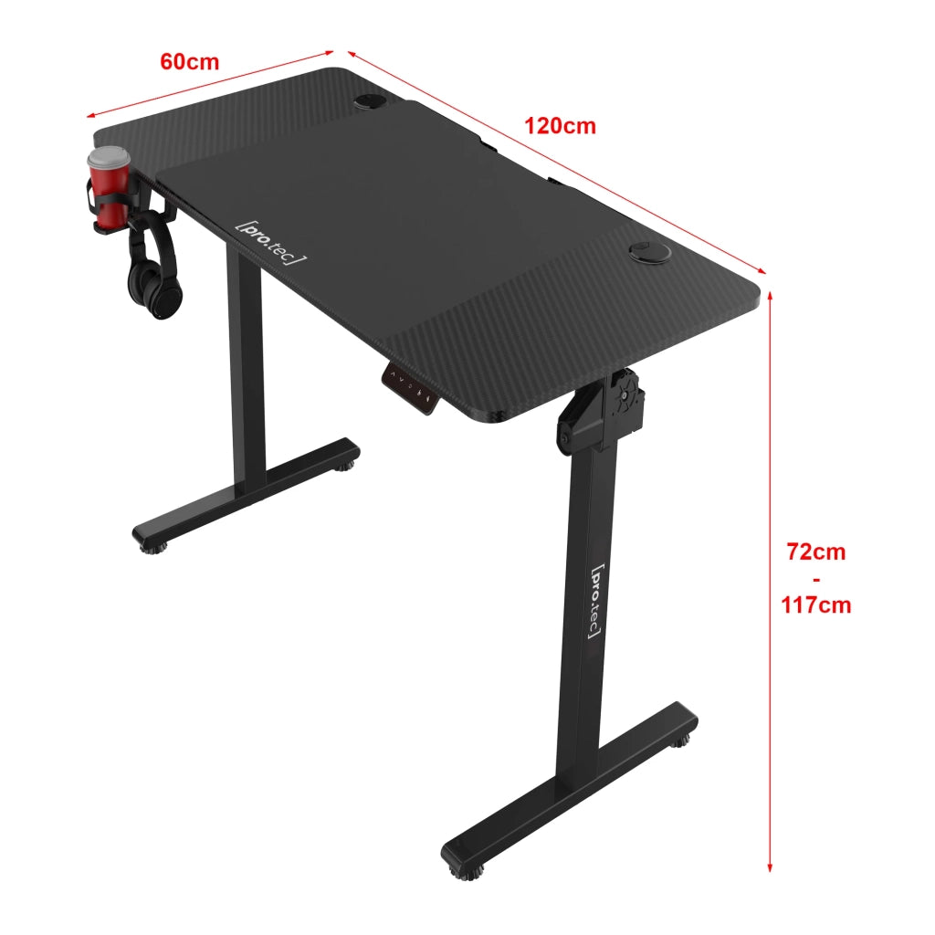 Scrivania/postazione di lavoro regolabile elettricamente in altezza con piano rettangolare 120 x 60 cm nero 03_0009082