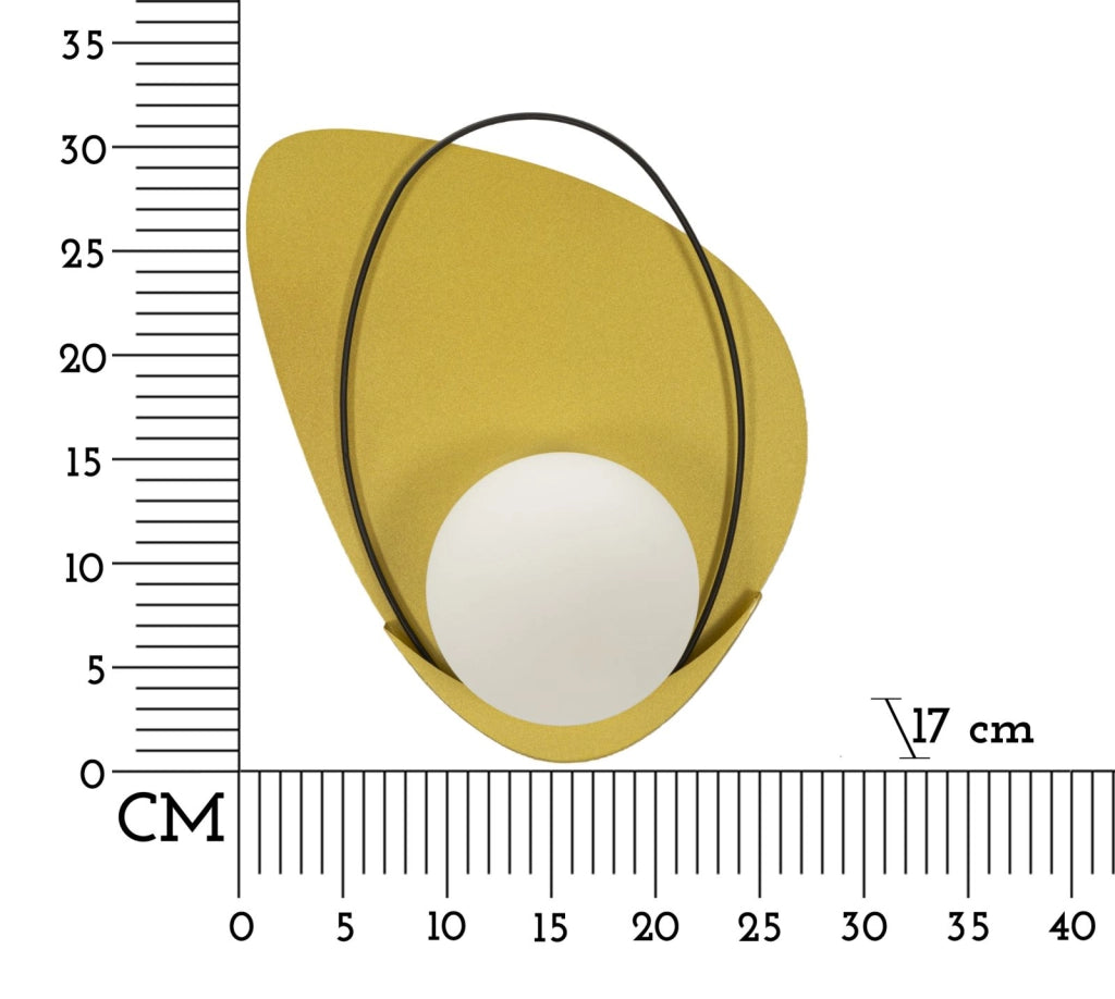 Lampada da Muro Circly 28x17x32 cm in Vetro e Ferro Oro e Nero e Bianco