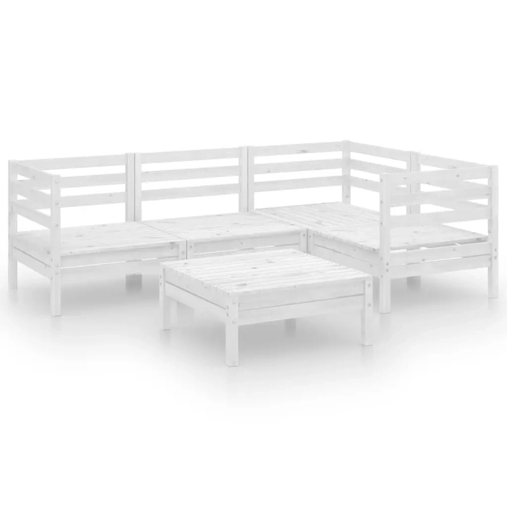 Set Divani da Giardino 5 pz in Legno Massello di Pino Bianco  cod mxl 36559
