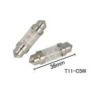 Coppia 2 Lampade Led T11 C5W Siluro 36mm Con 6 Led F3 Colore Giallo Yellow 12V 0,2W