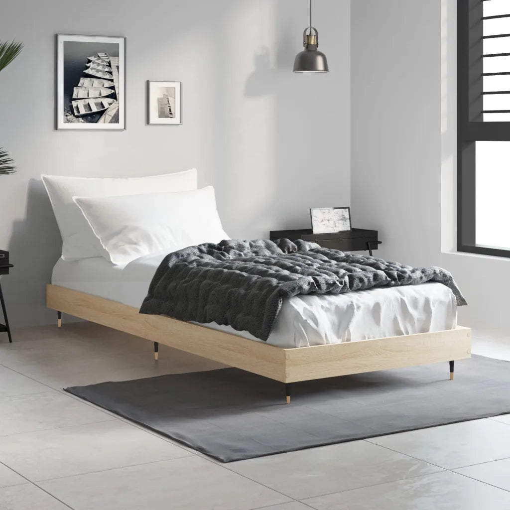 Letto singolo | Letto per adulti | Giroletto senza Materasso Rovere Sonoma 75x190 cm in Truciolato