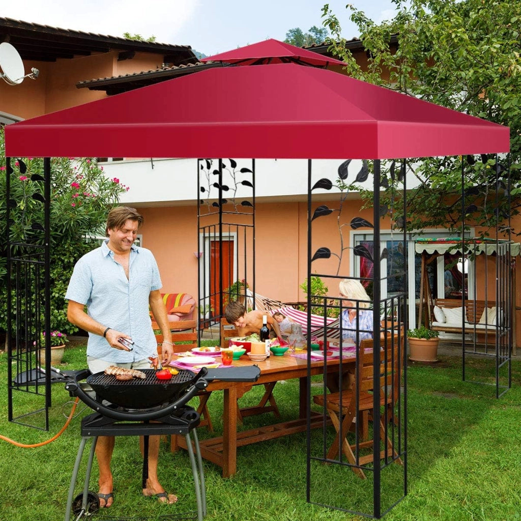Tetto Gazebo di Ricambio per Gazebo, 3 x 3 m, per Giardino, Balcone, Spiaggia, Impermeabile, Doppio Tetto, Vinaccia