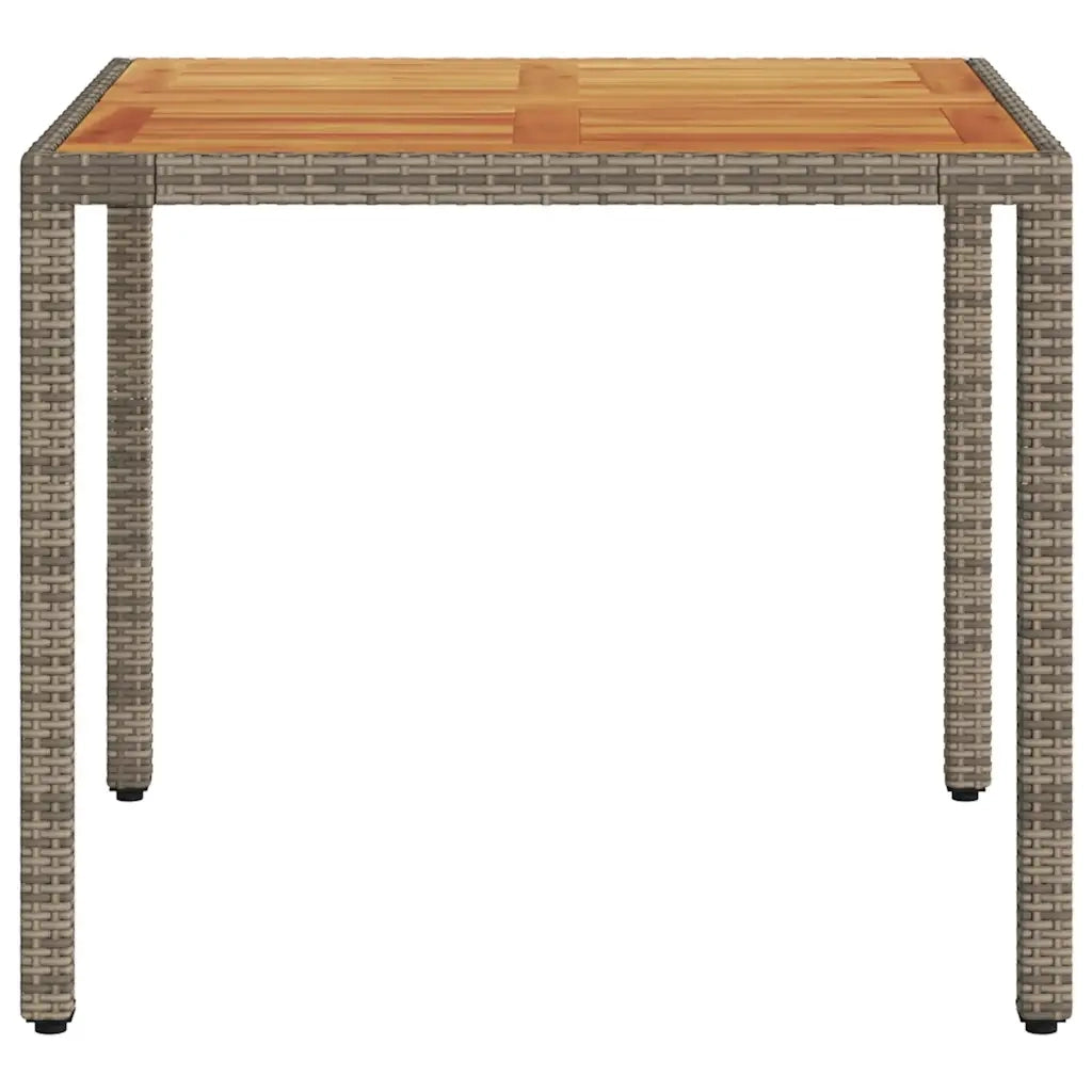 Tavolo Giardino Piano Legno Acacia Grigio 90x90x75cm Polyrattan 365530