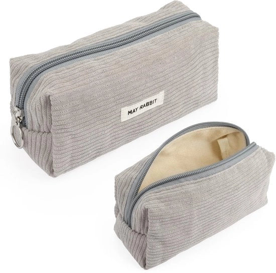 Etui a corduroy, organizzatore per ufficio, portatile, stile invernale, ideale per scuola e ufficio (grigio)