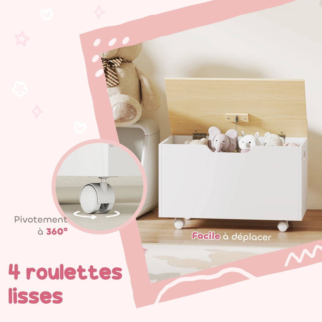 Cofanetto portagiochi con ruote e coperchio ¨C Minimal ¨C 59x30x53 bianco