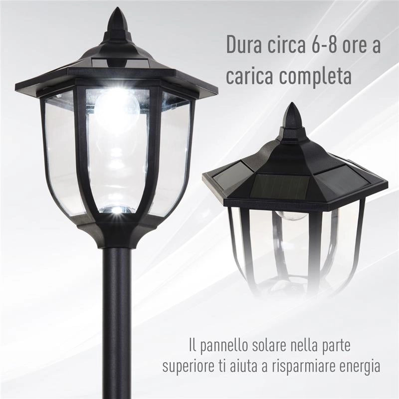 LAMPIONE DA ESTERNI CON 6 LUCI LED ACCENSIONE AUTOMATICA IMPERMEABILE