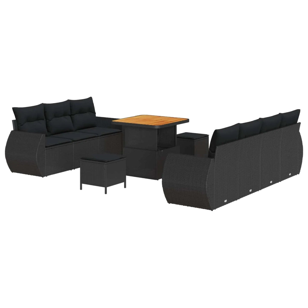 Set Divano da Giardino con cuscino 10 pcs Nero polyrattan 3361834