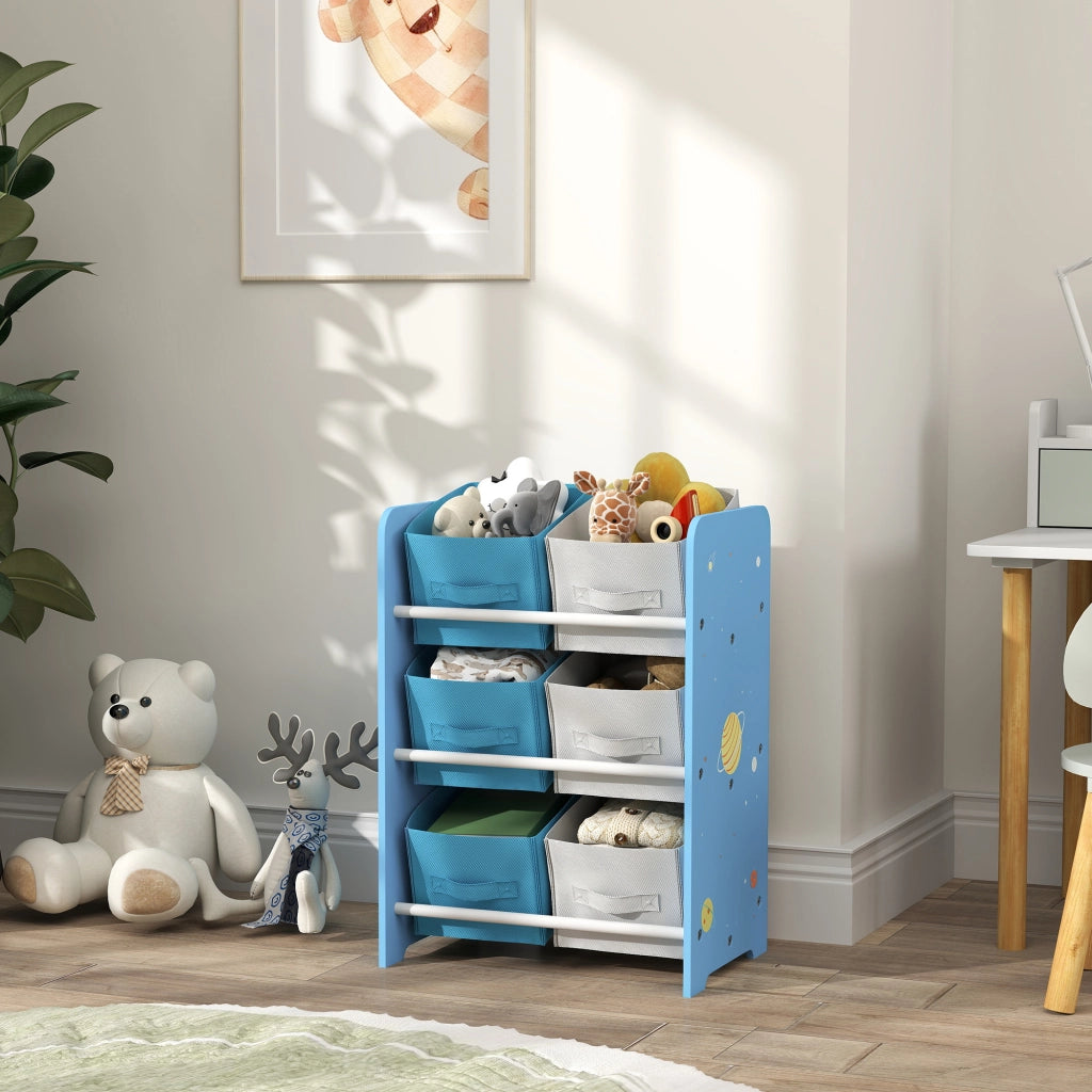 Scaffale per Bambini con Cestini ¨C Zephmum ¨C Azzurro 43x30x60 cm