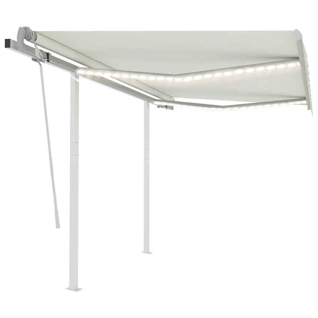 Tenda da Sole Retrattile Manuale con LED 3x2,5 m Crema 3069902