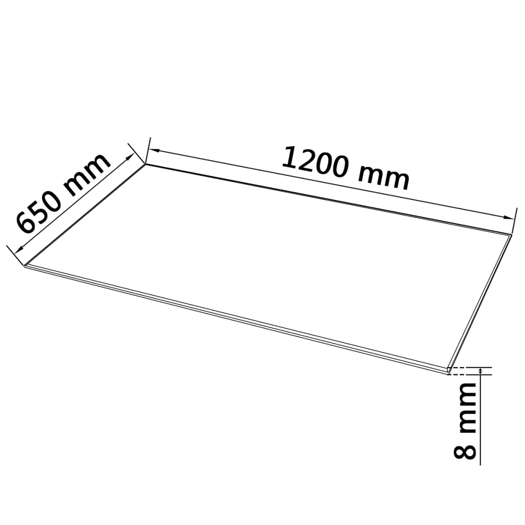 Piano Tavolo Vetro Temperato Rettangolare 1200x650 mm 243634