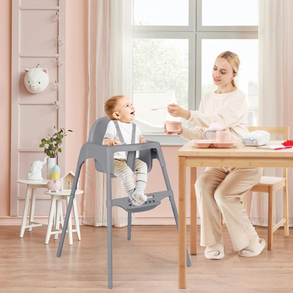 Seggiolone per bambini convertibile 4 in 1, Seggiolino per neonati con vassoio rimovibile e regolabile Grigio-Seggioloni