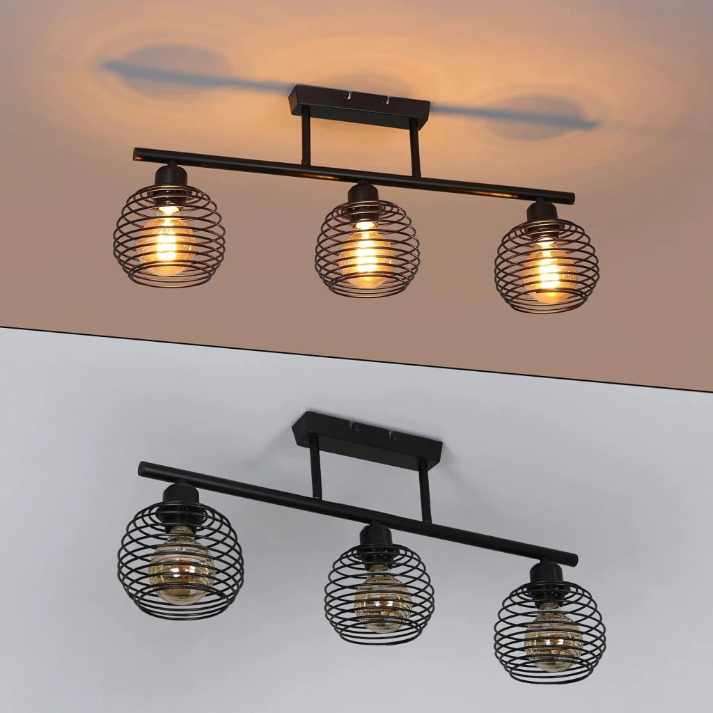ZMH Lampada da soffitto retrò tre luci E27 soggiorno senza lampadine