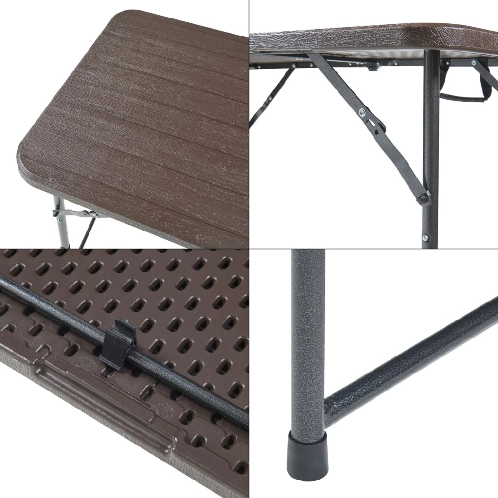 Tavolo da campeggio pieghevole con altezza regolabile 120 x 60 cm effetto legno 03_0010993