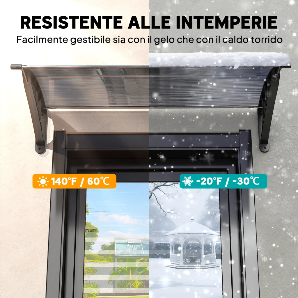 Tettoia Policarbonato Anti-UV Esterno ¨C Zephmum ¨C Grigio 100x80 cm