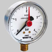 MANOMETRO CASSA IN ACCIAIO Ø 80 LATERALE  0  10 bar G 3/8     WATTS INDUSTRIES