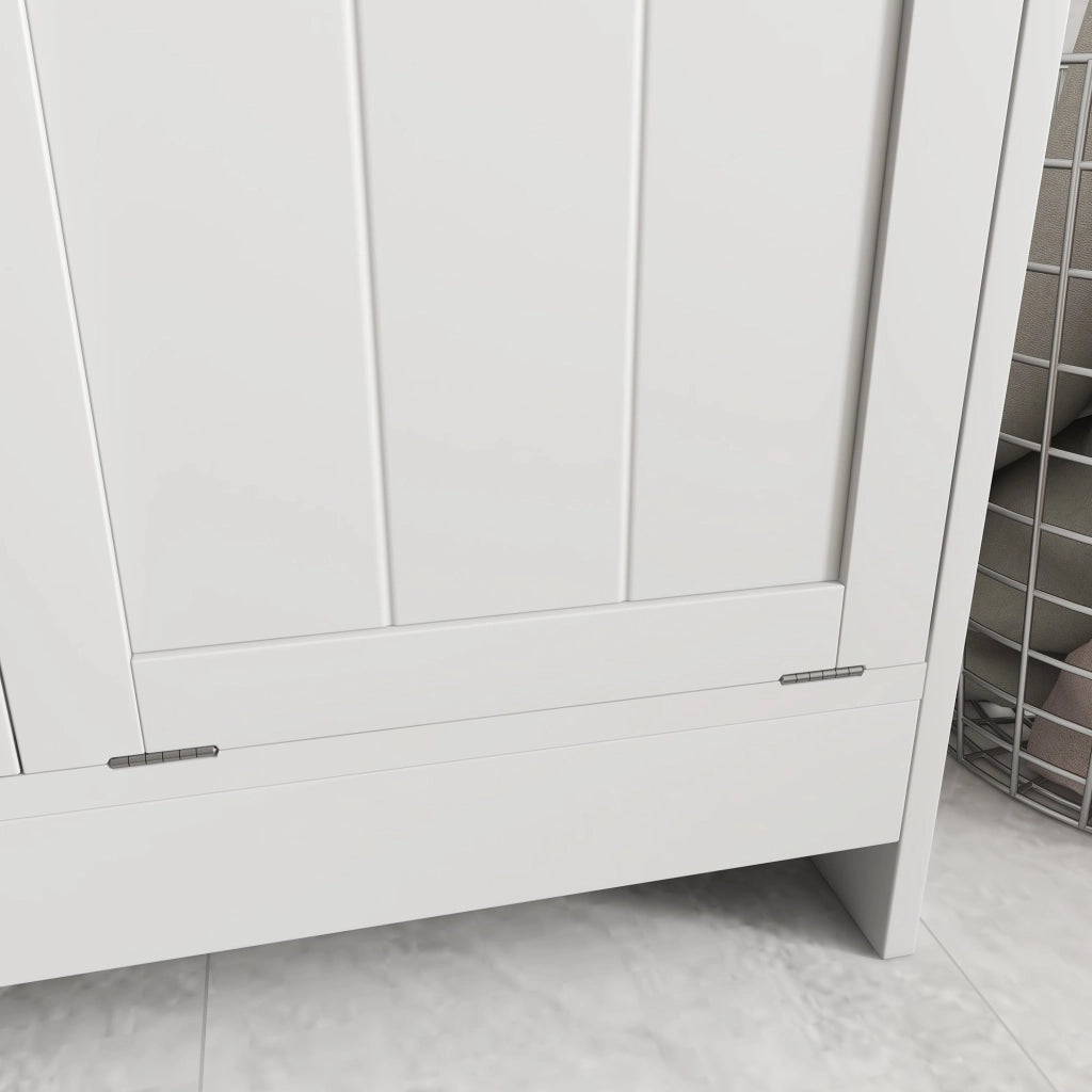 Mobile Portabiancheria con 2 Scomparti a Ribalta 66x33x68 cm in Legno Bianco